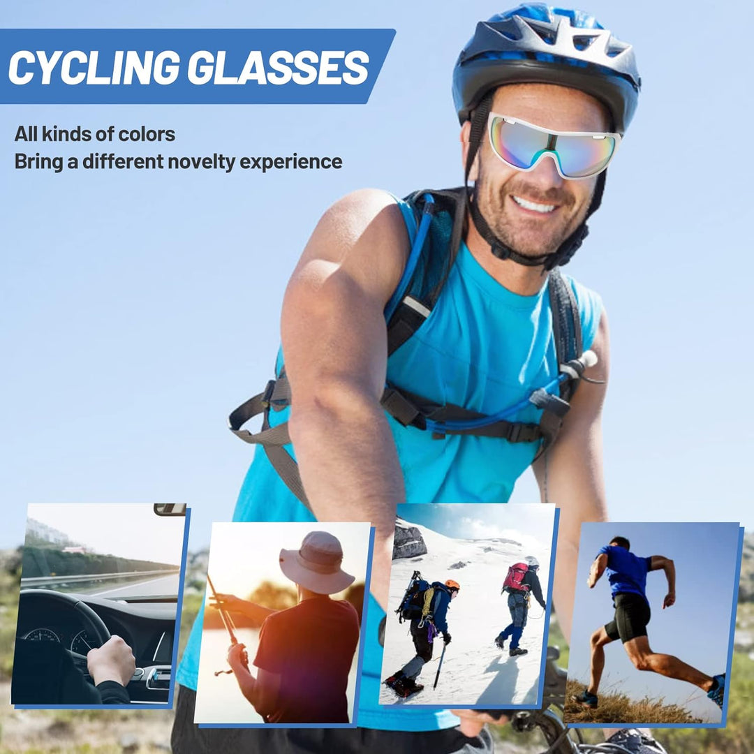 SAWUTPV Fahrradbrille Winddicht Herren Damen TR90 Rahmen Polarisiert Radfahren Ganzer Rahmen MTB Spo
