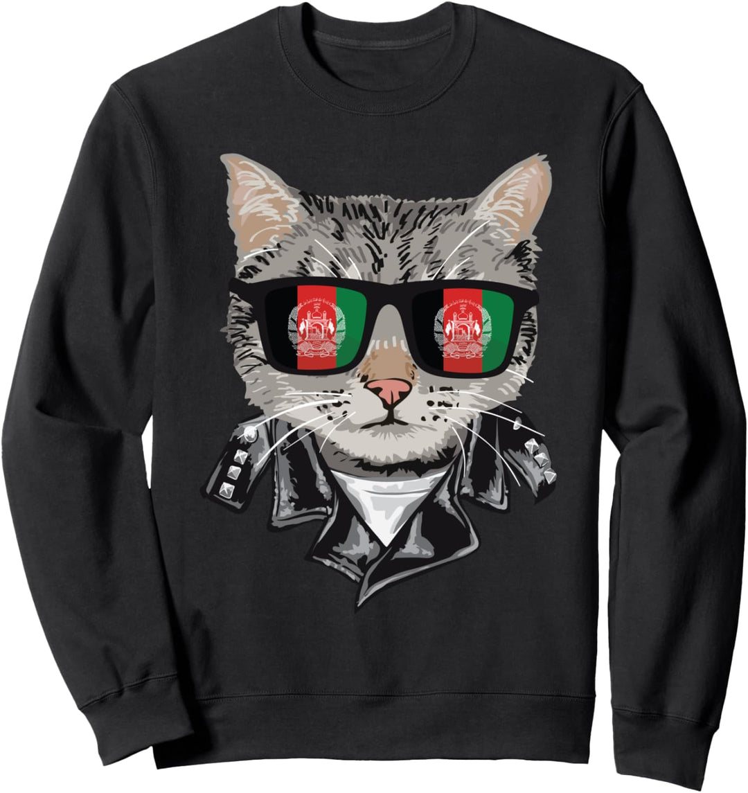 Sonnenbrille mit Afghanistan-Flagge, coole afghanische Katze Sweatshirt
