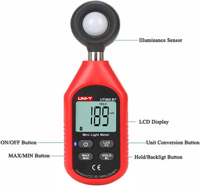 Aukson Q77C Digital Lux Lichtmesser mit LCD Bildschirm für Labor Büro UT383BT Bluetooth