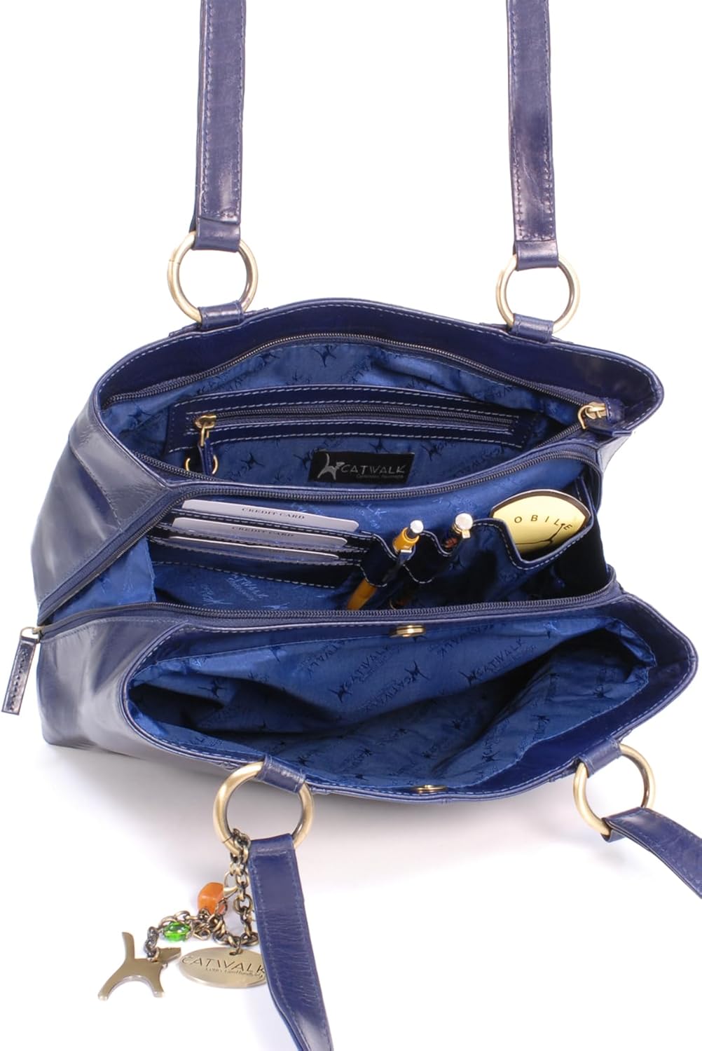 Catwalk Collection Handbags - Damen Leder Schultertasche - Handtasche Mittelgross - Tote Bag - Arbei