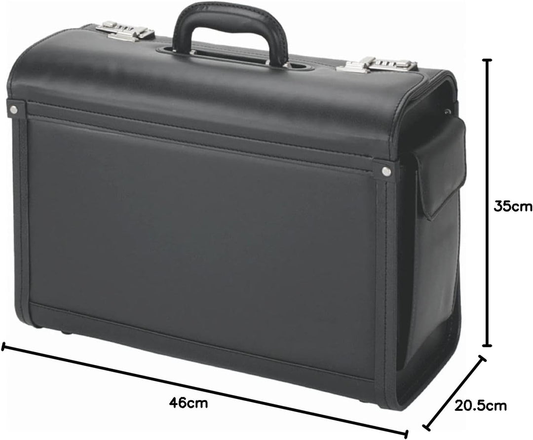 ALASSIO 45028 - Pilotenkoffer Genova, aus strapazierfähigem Lederimitat, ca. 46 x 35 x 20,5 cm, schw