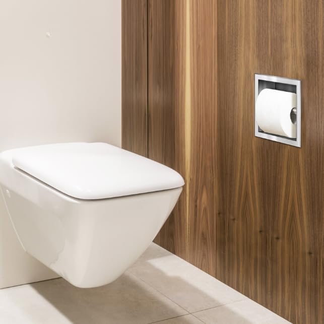Balneo Toilettenpapierhalter aus Edelstahl, 17,3x17,3x8,6 cm, Einbaumontage, Papierspender Toiletten