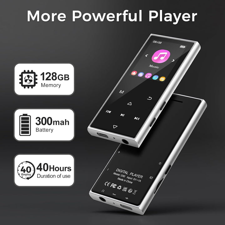 MP3 Player Bluetooth 5.3, MP3 Player mit Kopfhörer, Musikwiedergabe, FM Radio, Sprachrekorder, HiFi-