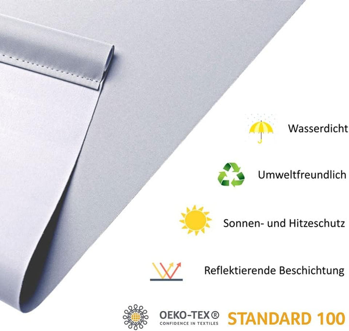 OBdeco Verdunkelungsrollo Thermorollo 40x130cm Hellgrau ohne Bohren mit gleichfarbige Beschichtung O