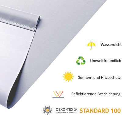 OBdeco Verdunkelungsrollo Thermorollo 40x130cm Hellgrau ohne Bohren mit gleichfarbige Beschichtung O