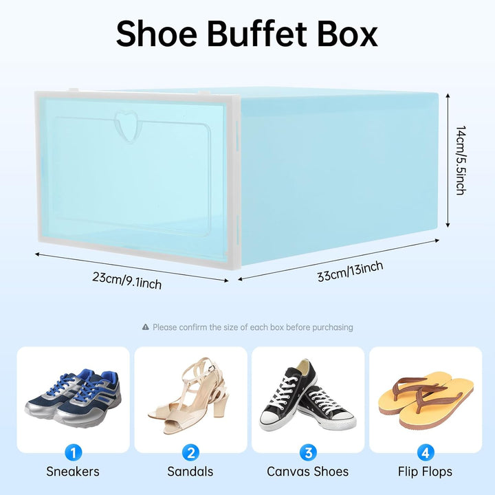 20 Stück Schuhboxen Stapelbar, Transparent Schuhbox Faltbar Schuhkarton Schuhaufbewahrung platzspare