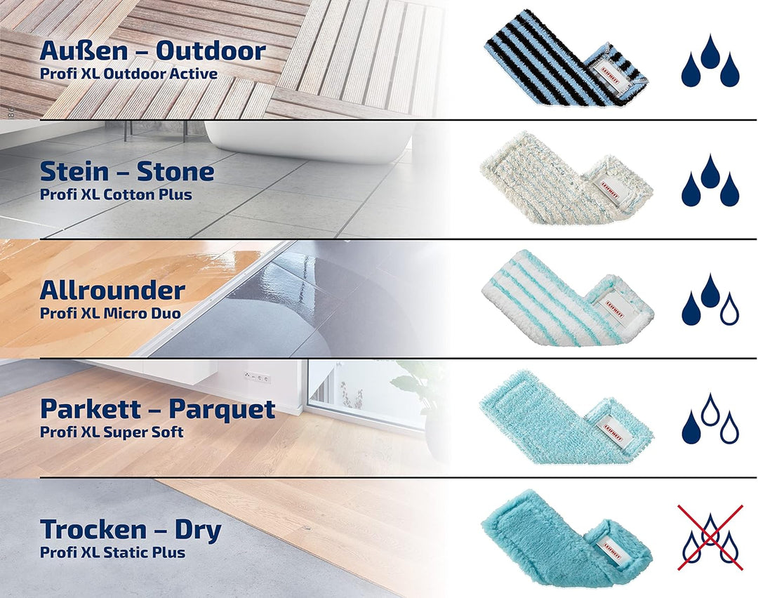 Leifheit 5er Set Wischbezug Profi XL super Soft für Sensible Böden, Bodenwischer mit Spezialfasern,