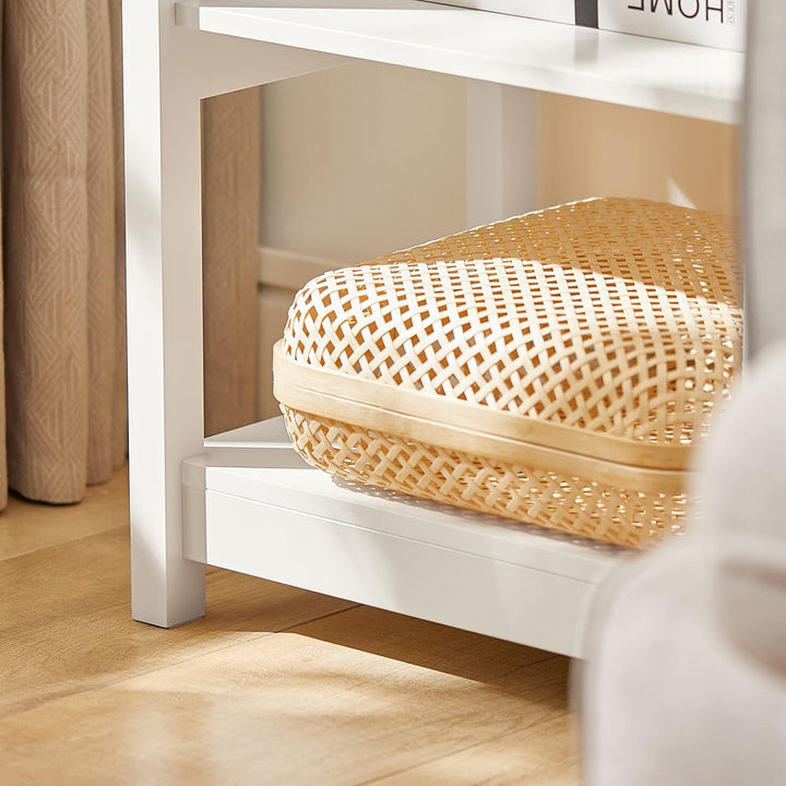 SoBuy® FBT46-W Beistelltisch Nachttisch Couchtisch in weiss mit Einer Schublade und 2 Ablagen BHT ca