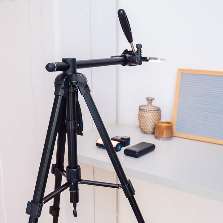 MOJOGEAR 167 cm 3-in-1-Stativ: Dreibein, Einbeinstativ und Horizontalarm für Top-Aufnahmen – mit Han