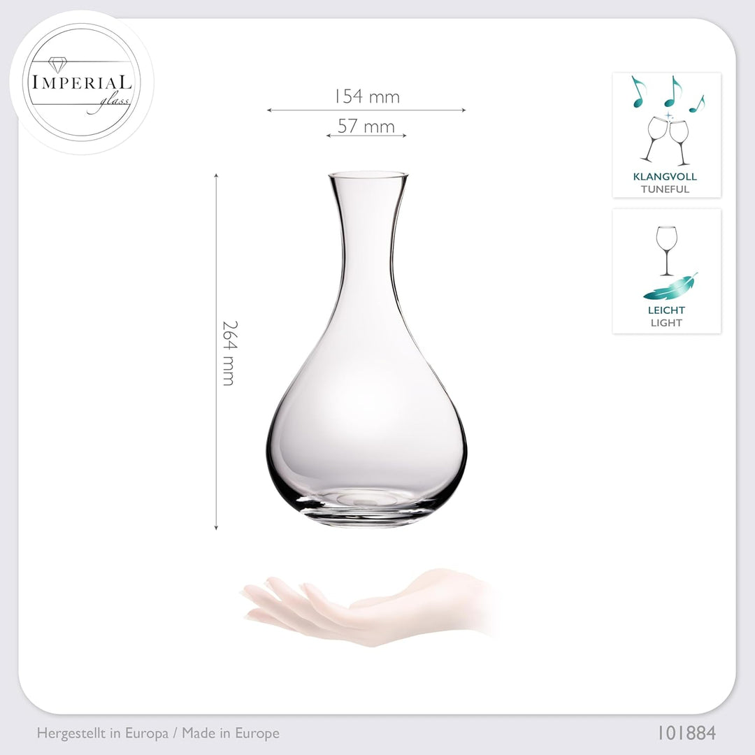 IMPERIAL Bauchiger Dekanter 1900ml Weinkaraffe aus Crystalline Glas 'Havanna' Weindekanter Handgefer