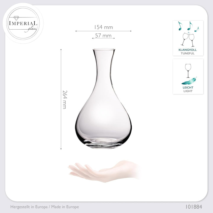 IMPERIAL Bauchiger Dekanter 1900ml Weinkaraffe aus Crystalline Glas 'Havanna' Weindekanter Handgefer