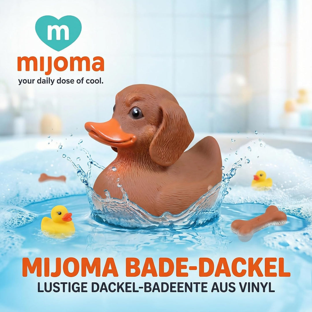 MIJOMA Bade-Dackel – Lustige Dackel-Badeente aus Vinyl – Geschenkidee für Dackelfans – Originelle Qu
