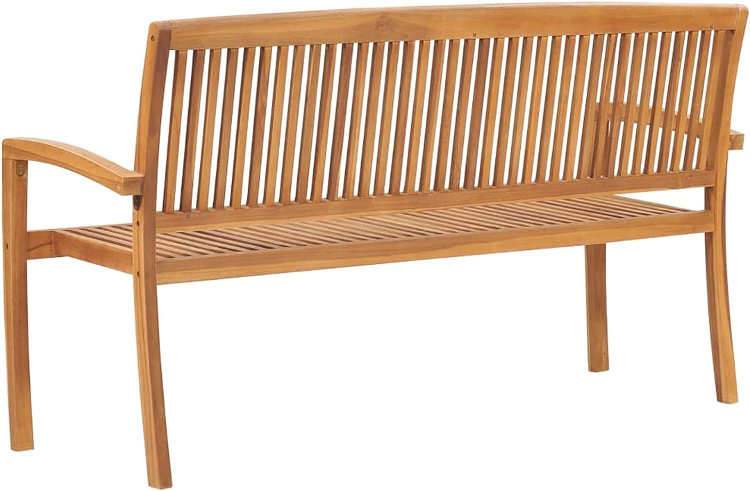 Tidyard Teak Massiv Gartenbank mit Auflage Stapelbar Sitzbank Gartenm?Bel Teakbank Holzbank Terrasse