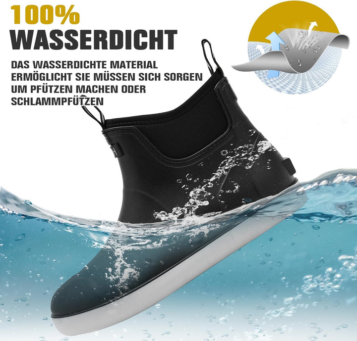 Jesindr Gummistiefel Herren, Protective Wasserdicht Anti-Rutsch Stiefeletten, Atmungsaktiv Schwarz C