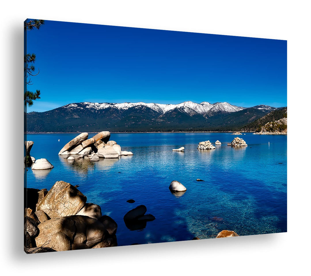 deyoli Lake Tahoe in Kalifornien Format: 80x60 als Leinwand, Motiv fertig gerahmt auf Echtholzrahmen