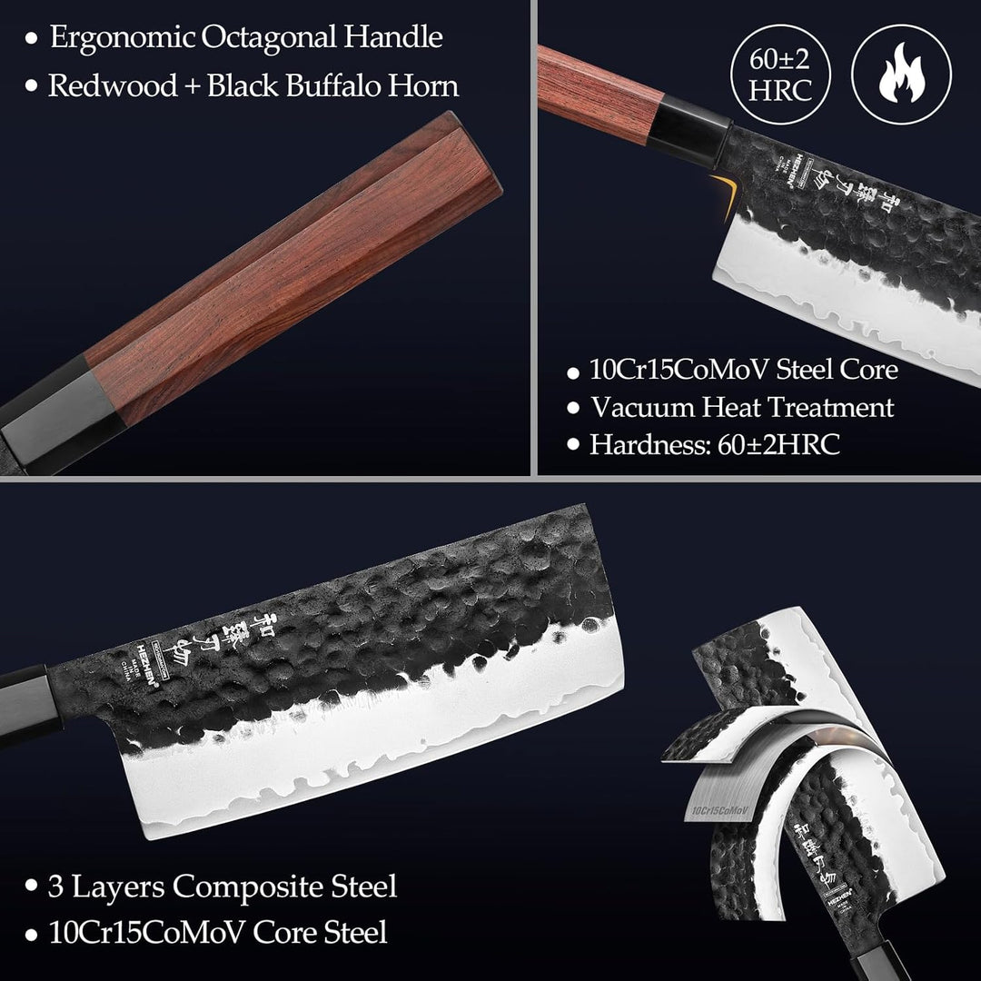 HEZHEN Nakiri Messer, Japanischer Stil Hackbeil Messer, Mehrzweckmesser Asiatisches Kochmesser Zum S