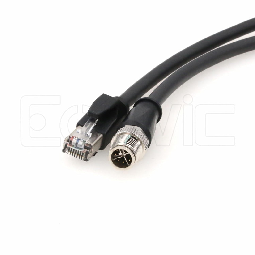 Eonvic M12 X-Code Ethernet TAIYO High-Flex Cognex Kamera Netzwerkkabel Black 5M, Black 5M