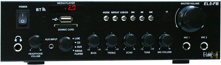 E-Lektron EL5-Set HiFi Stereo-Anlage Verstärker/Receiver & Regal-Lautsprecher USB/SD/FM/BT/AUX