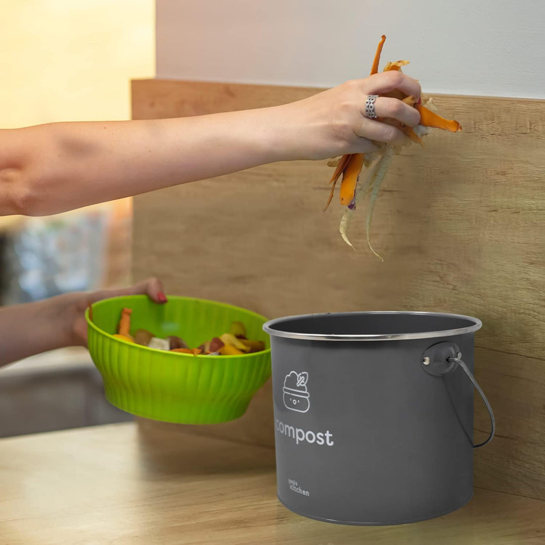 joeji's Kitchen 3,5L gross Biomülleimer für die Küche - Metall Kompost Küchenkomposteimer mit Deckel