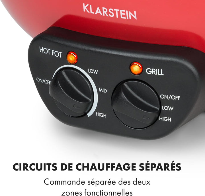 Klarstein Szechuan - Hot Pot und Grillplatte, Hot Pot Topf Volumen: 5 Liter, Hot Pot Grill 1350 Watt