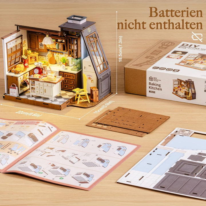 Rolife Miniatur Haus Bäckerei Küche - Mini Haus Selber Bauen, Puppenhaus Tiny House Bausatz 3D Puzzl
