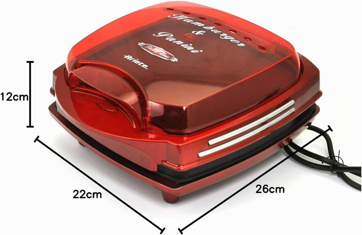 Ariete 185 Party Time – Hamburger-Maker, 1200 W, doppelte Heizplatte mit Antihaftbeschichtung, Farbe