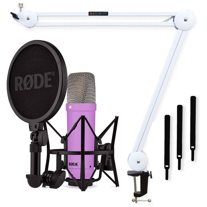 Rode NT1 Signature Purple Studio-Mikrofon Lila + keepdrum MS138 Gelenkarm-Stativ Weiss Violett Mikro