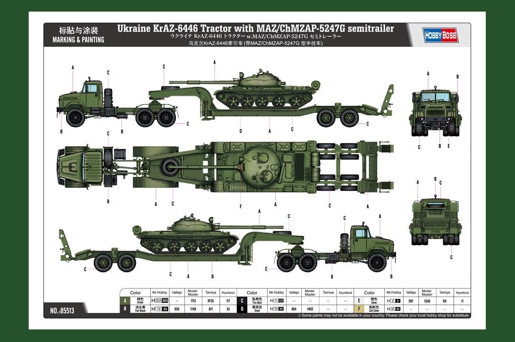 Hobby Boss 385513 Ukraine KrAZ-6446 Tractor w.MAZ/ChMZAP-5247G semitrailer 1/35 KrAZ 6446 mit MAZ/CH
