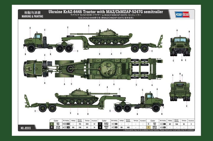 Hobby Boss 385513 Ukraine KrAZ-6446 Tractor w.MAZ/ChMZAP-5247G semitrailer 1/35 KrAZ 6446 mit MAZ/CH