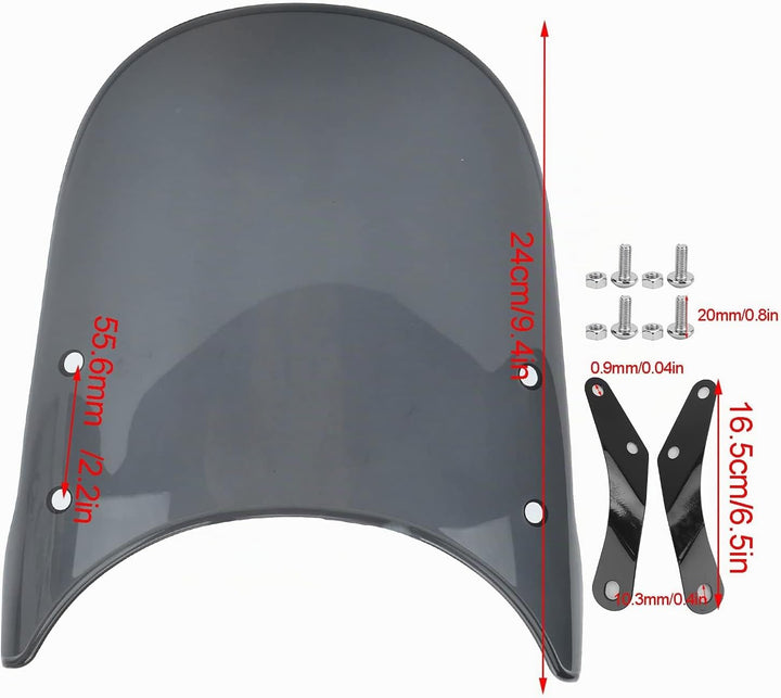 Yctze Motorrad Windschutzscheibe, Motorrad Windschutzscheibe Universal Anti-Crack Scratch Resistant