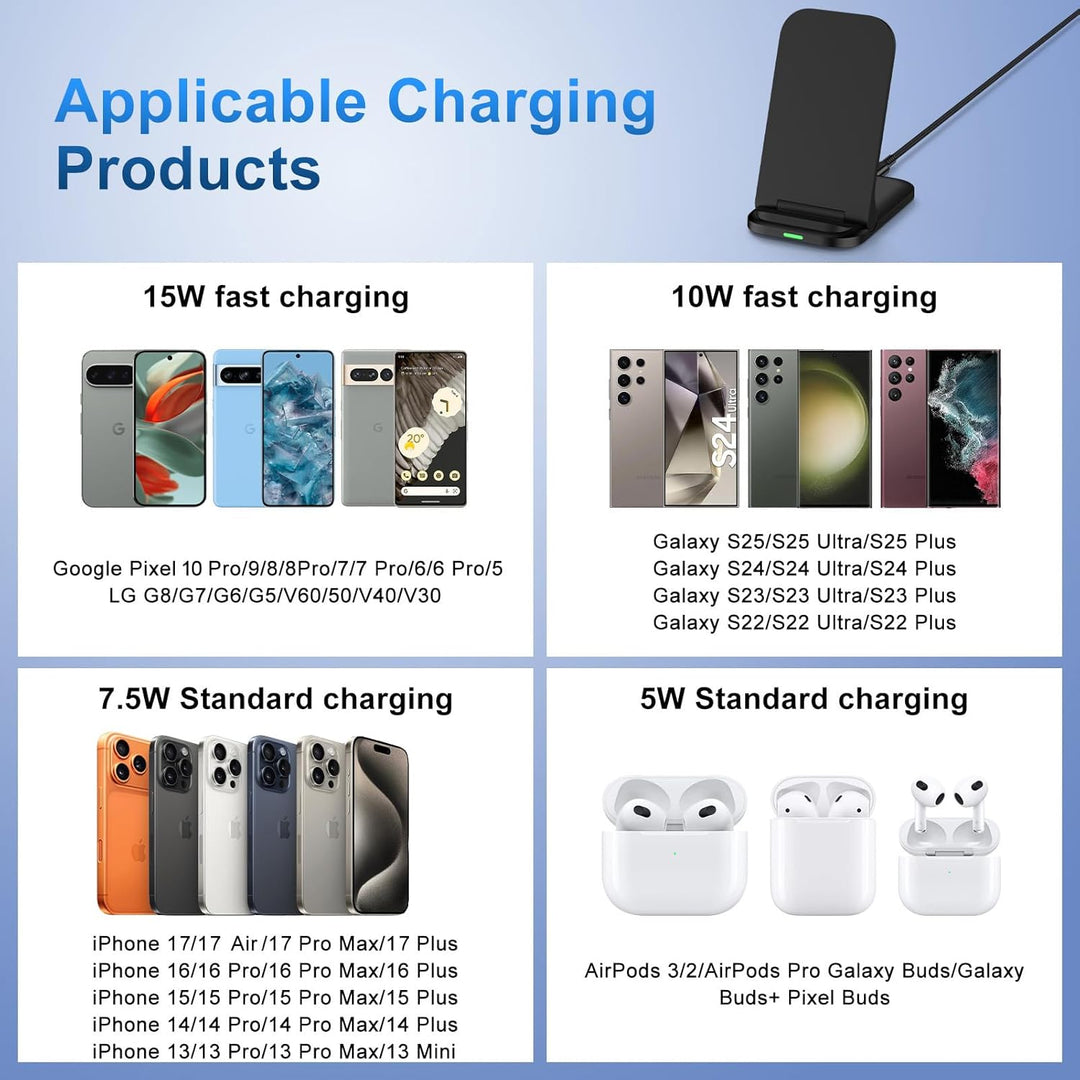 Fast Induktive Ladestation Samsung Wireless Charger Stand Faltbar für Google Pixel 10/9/8,15W Schnel