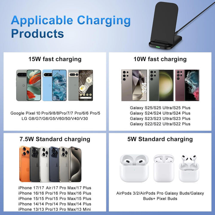 Fast Induktive Ladestation Samsung Wireless Charger Stand Faltbar für Google Pixel 10/9/8,15W Schnel