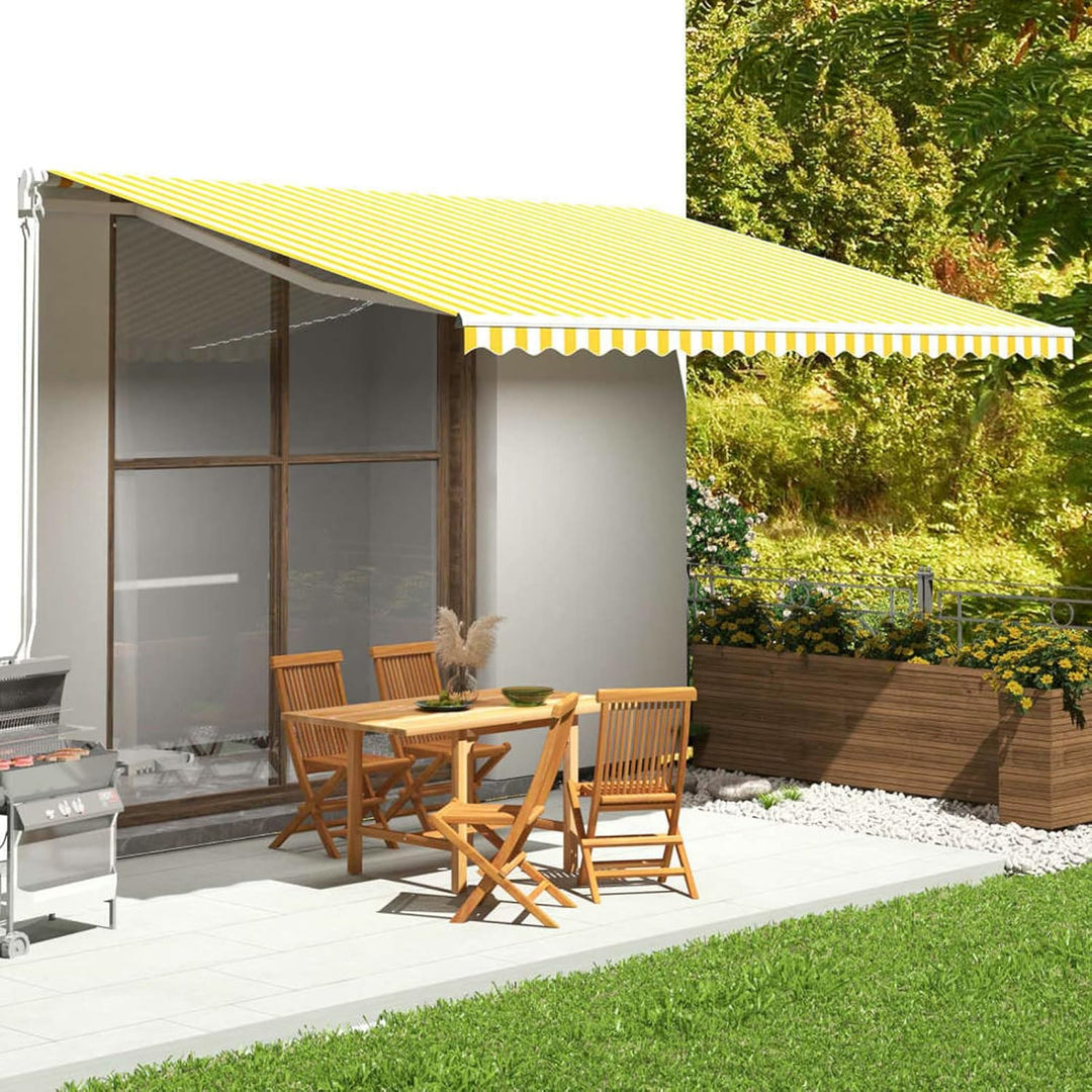 Goliraya Markisenbespannung Sonnenschutz Markisenstoff Markisentuch Markise Gelb und Weiss 5x3,5 m O