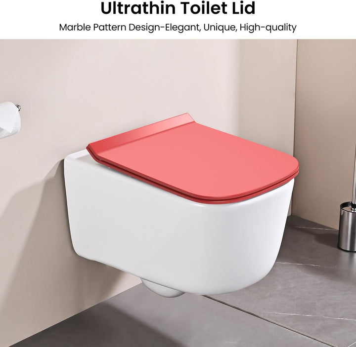 WC Sitz Eckig Form, Toilettendeckel mit Absenkautomatik, Klobrille Duroplast mit Schnellverschluss,