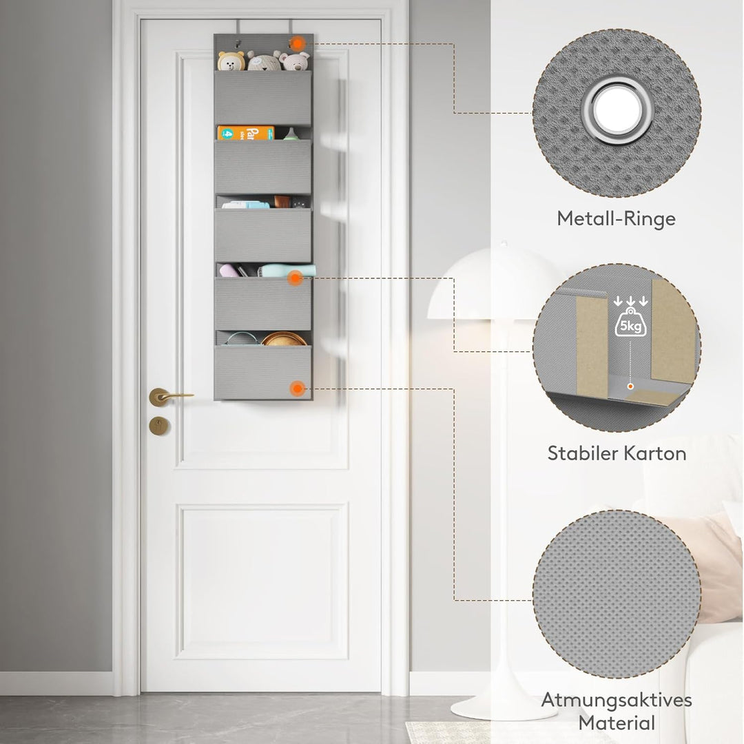 Lifewit 5 Taschen Hängeaufbewahrung, Tür Organizer, Hängeregal Lagerung für Bad, Schlafzimmer, Schla