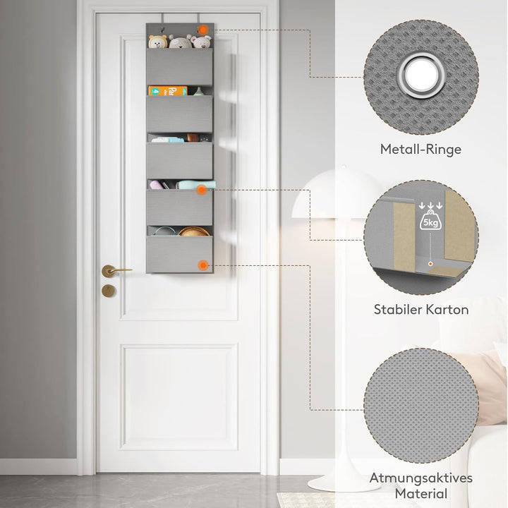 Lifewit 5 Taschen Hängeaufbewahrung, Tür Organizer, Hängeregal Lagerung für Bad, Schlafzimmer, Schla