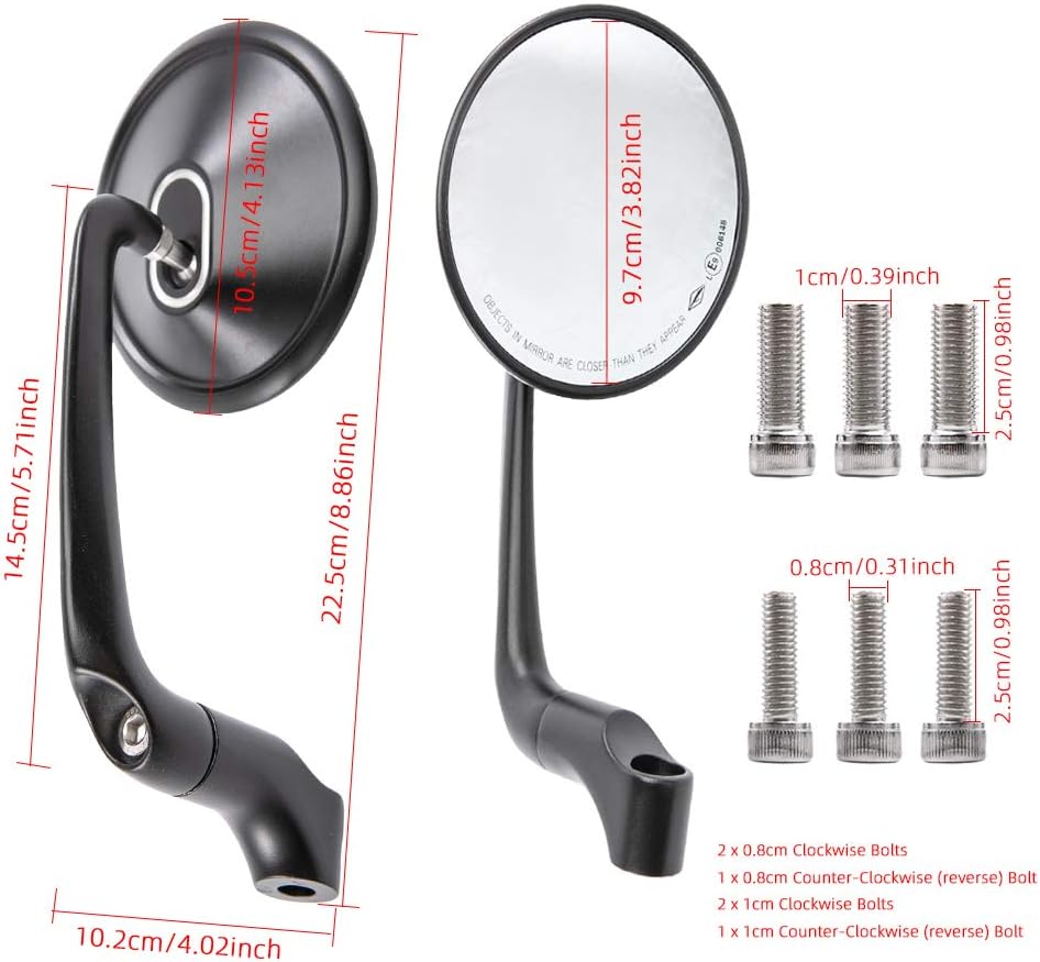 APEBAZY Motorradspiegel CNC Aluminium Rückansicht Rückspiegel Seitenspiegel #1 Schwarz, #1 Schwarz