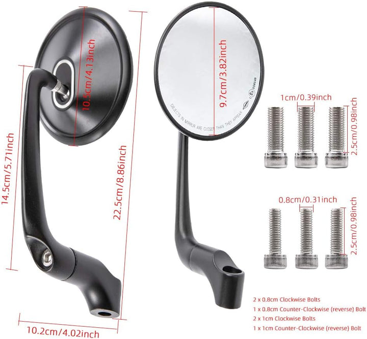 APEBAZY Motorradspiegel CNC Aluminium Rückansicht Rückspiegel Seitenspiegel #1 Schwarz, #1 Schwarz