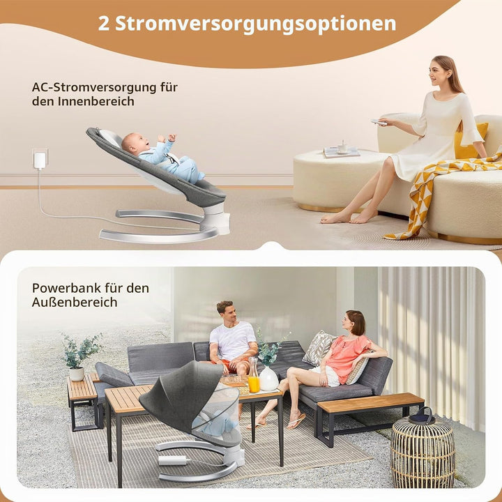 Babywippe, Babyschaukel Elektrisch mit Kabel und mit Bluetooth, Elektronisch Baby Schaukelsitz Babyw