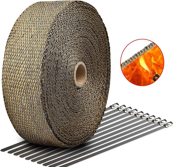 Hitzeschutzband Auspuff Motorrad Auspuffband Basaltfaser für Fächerkrümmer Thermoband Krümmerband 15