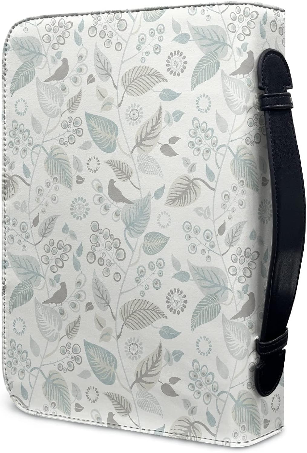 Kuiaobaty Weisser kleiner Buchumschlag mit Reissverschluss und Griff, 22,9 x 15,2 cm, Blätter-Druck,