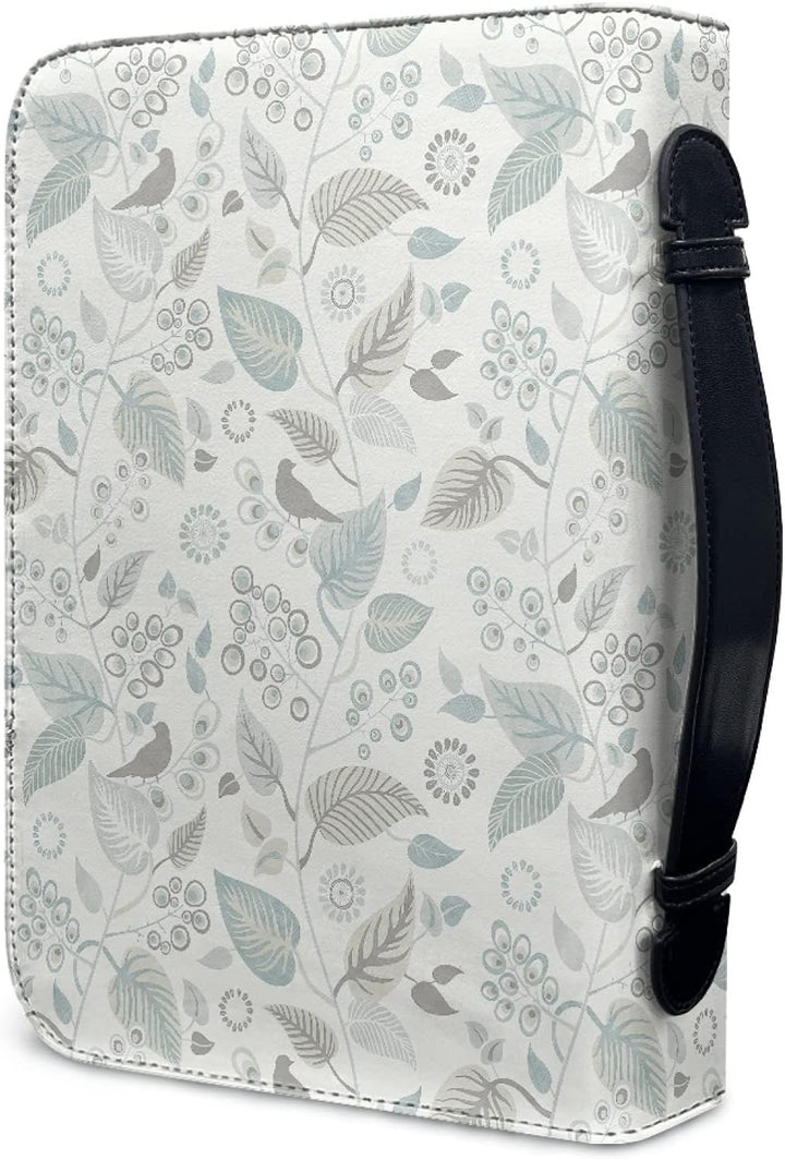 Kuiaobaty Weisser kleiner Buchumschlag mit Reissverschluss und Griff, 22,9 x 15,2 cm, Blätter-Druck,