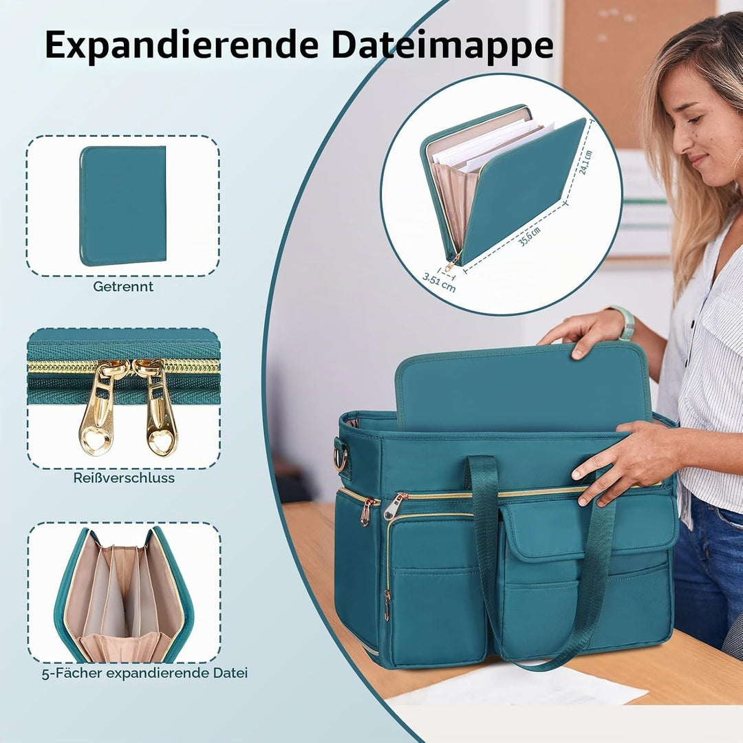 ESTARER Lehrertasche mit Erweiterter Aktenordnertasche,Arbeitstasche mit Fächern für Laptop,Tragbare