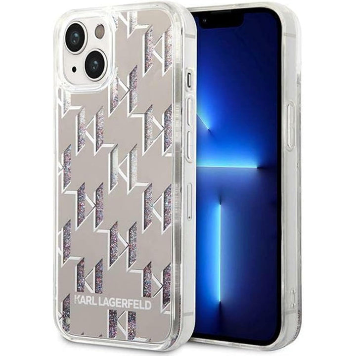 KARL LAGERFELD KLHCP14SLMNMS hülle für iPhone 14 6,1" hardcase Silber/Silver Liquid Glitter Monogram