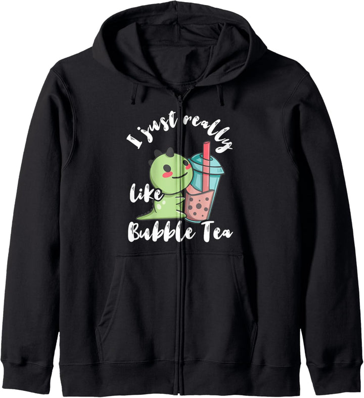 Bubble Tea Dinosaurier Süsser Boba Tee Dino Perlen Getränk Kapuzenjacke