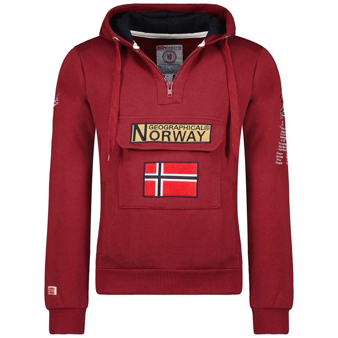 Geographical Norway GYMCLASS Men - Herren Kapuzenpullover Hoody S Burgundy, S Burgundy