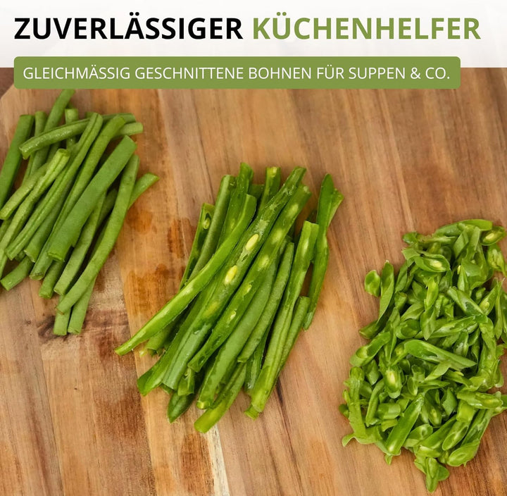 Westmark Bohnen-Langschneider mit grosser Schneidöffnung und Schraubzwinge zur Tischmontage, Rostfre