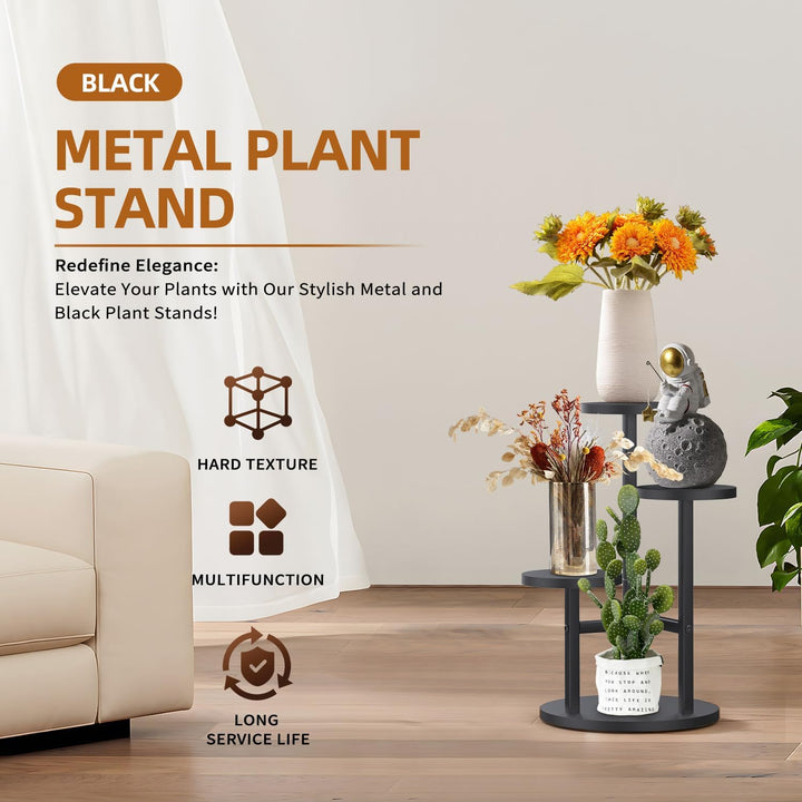Pflanzenständer, 3 Etagen Blumenständer Innen, Blumenhocker Ecke, Blumentopfständer Metall, Pflanzen