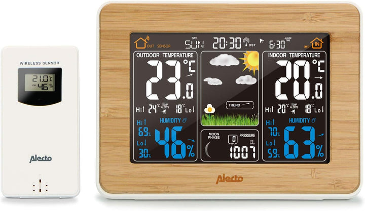 Alecto WS-1560 Funk Wetterstation mit Farbdisplay und Aussensensor - Innen und Aussentemperatur - Lu