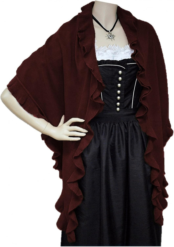 Poncho Cape Trachtentuch Umhang Stola Schultertuch Trachten-Tuch Damen Strickponcho Tracht Strick Tr
